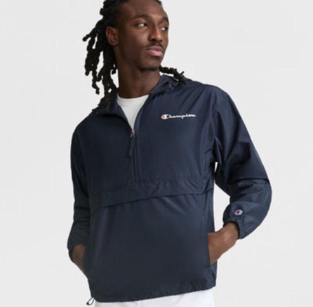 Champion Men's Stadium Packable Jacket Navy L Streetwear Sportswear Rainwear